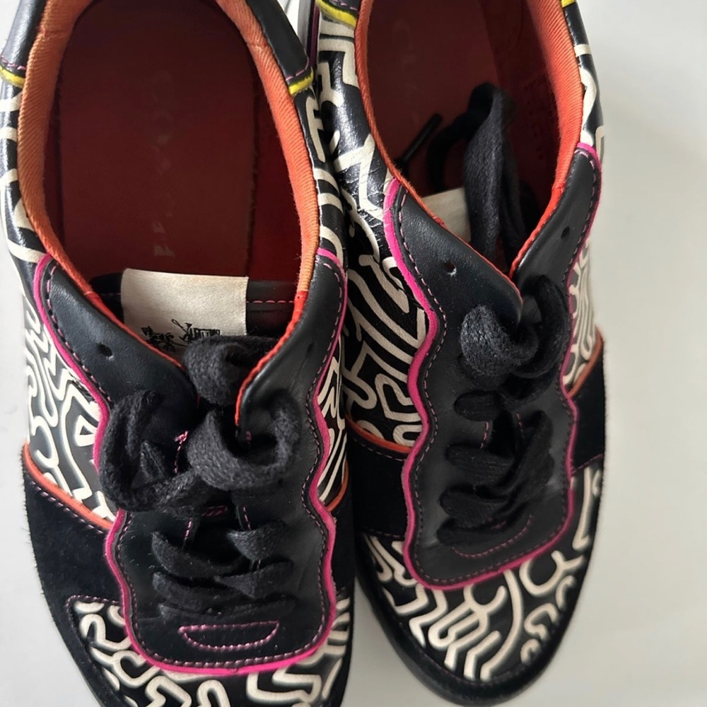 COACH x Keith Haring Leather Black Pink White Sneakers Limited Edition - Picture 7 of 16